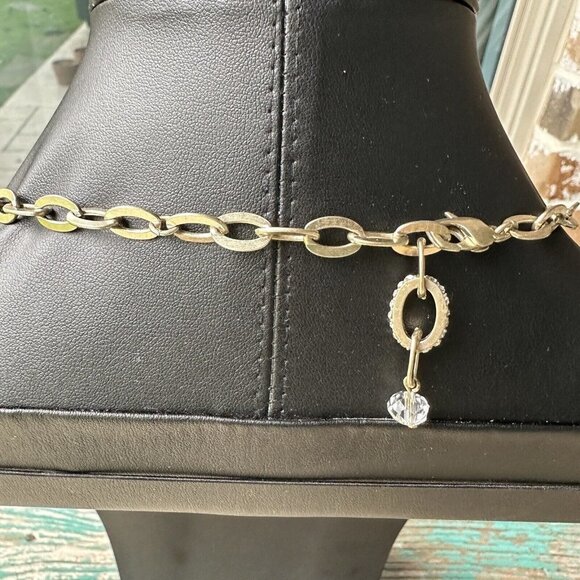 Vintage‎ Statement Necklace 22" w Match Earrings Flower Design Clear Rhinestones - Picture 9 of 11